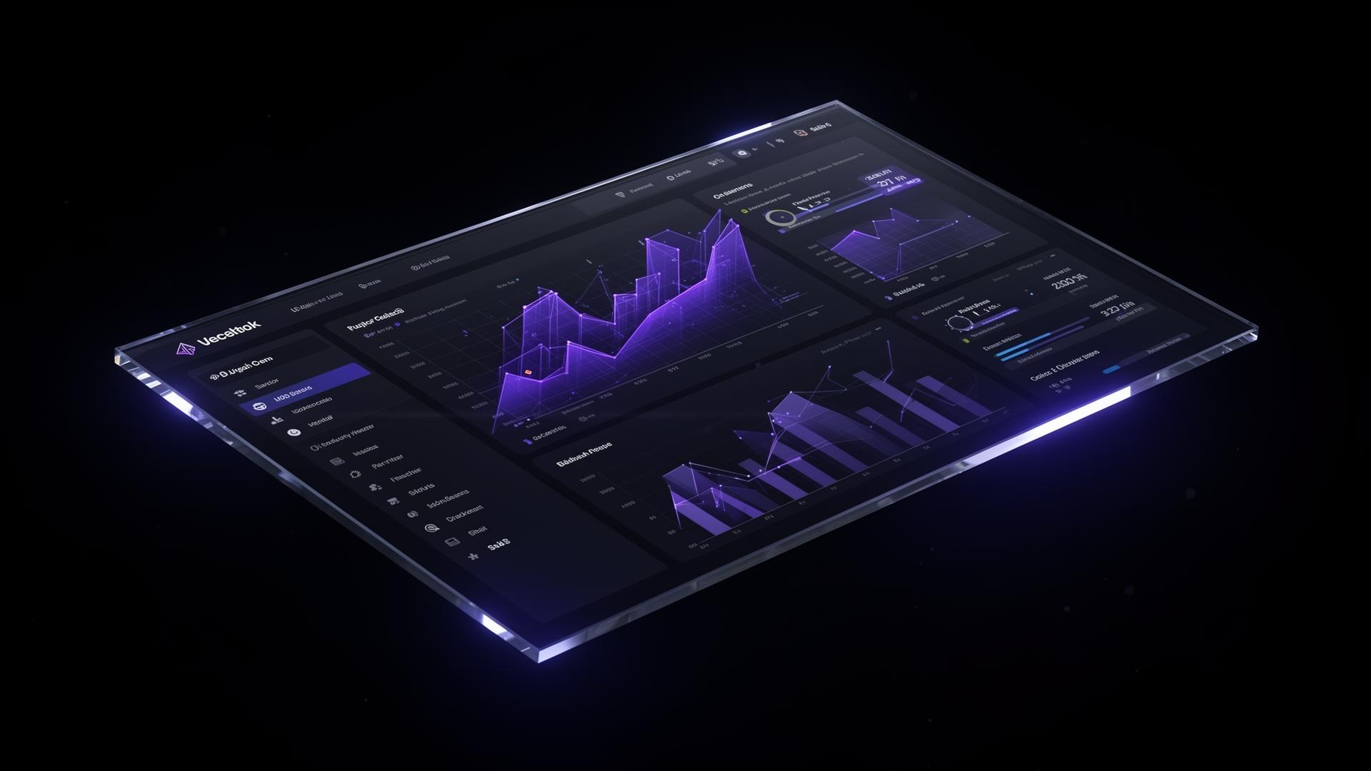 Dashboard premium desenvolvido pela Cypher — interface escura com gráficos 3D